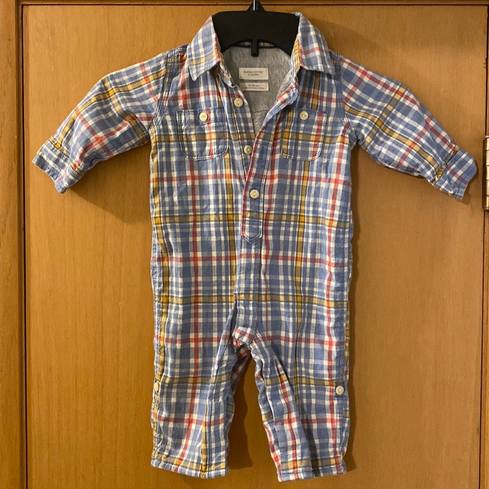 Baby Gap Beatrix Potter Plaid Play Suit One Piece Blue Size Baby Boy 6-12 Month